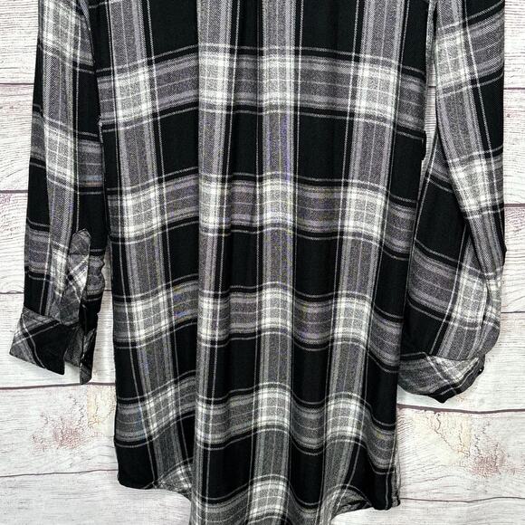 Rails Black & White Plaid Flannel Fall Autumn Button Down Shirt Dress Size XS - Picture 5 of 14